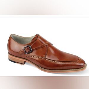 GIOVANNI MEN'S AMATO LEATHER MOC TOE SINGLE MONK STRAP DRESS SHOE.
